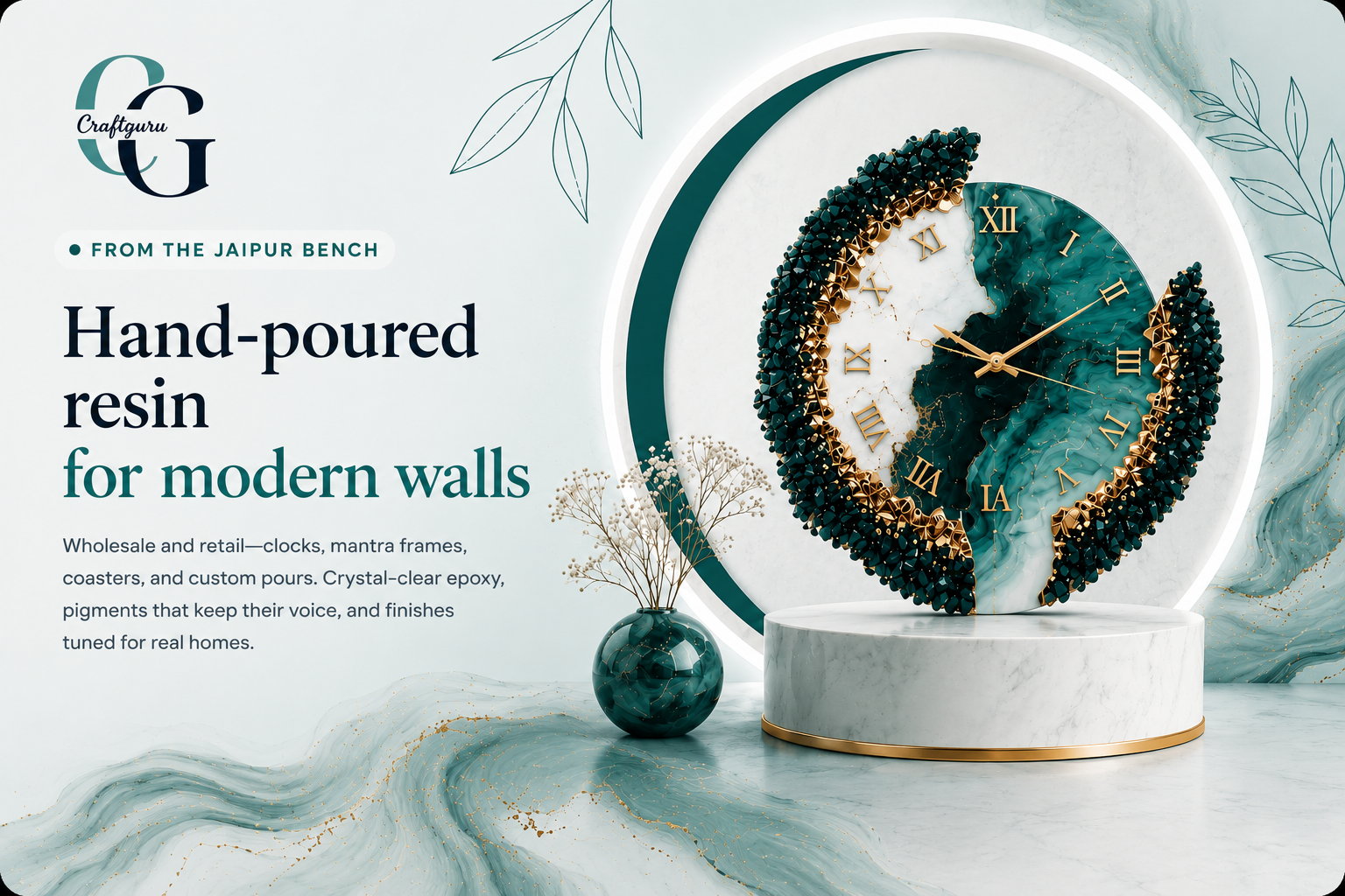 Hand-poured resin for modern walls — Craft Guru geode clock showcase