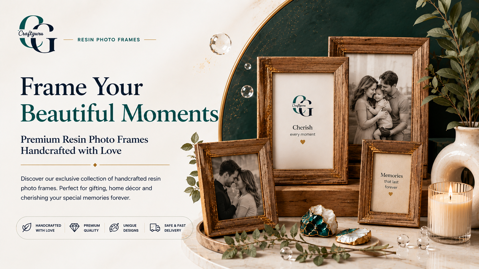 Frames for the moments you keep — Craft Guru personalised resin photo frames