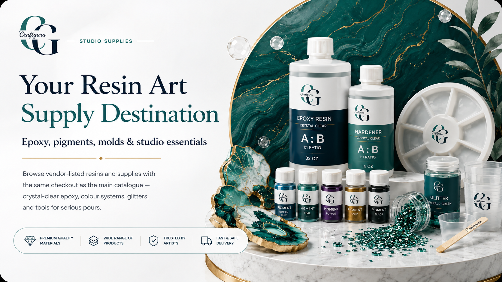 Your Resin Art Supply Destination — Craft Guru studio supplies: epoxy, pigments, molds, and essentials